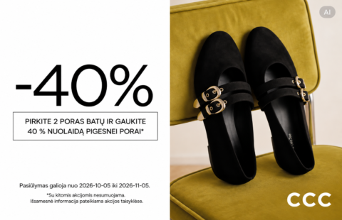 Pirkite 2 poras batų ir gaukite 40% nuolaidą pigesnei porai
