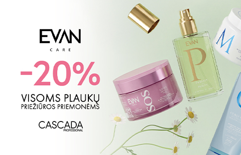 -20% EVAN CARE plaukų priežiūros priemonėms