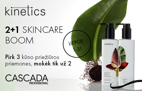 2+1 SKINCARE BOOM – pirk 3 KINETICS kūno priežiūros priemones ir mokėk tik už 2