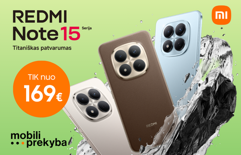 MOBILI PREKYBA | Xiaomi Redmi Note 15 – nuo 169 Eur