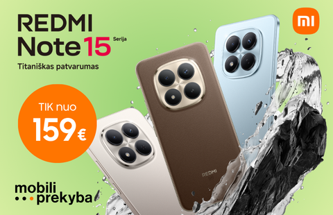MOBILI PREKYBA | Xiaomi Redmi Note 15 – nuo 159 Eur