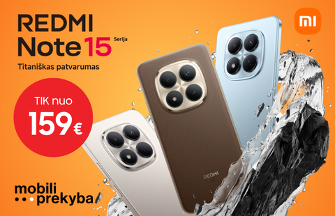 MOBILI PREKYBA | REDMI Note 15 – tik nuo 159 Eur