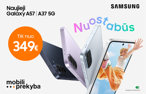 MOBILI PREKYBA | Samsung A37 | A57 – tik nuo 349 Eur