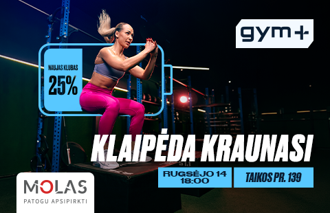 Prekybos centre MOLAS rugsėjo 14d. duris atveria sporto klubas GYM+!